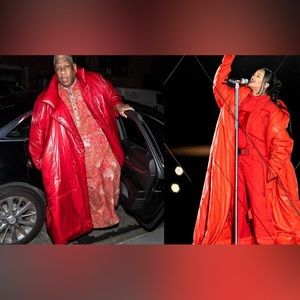 Black Norma Kamali sleeping bag coat